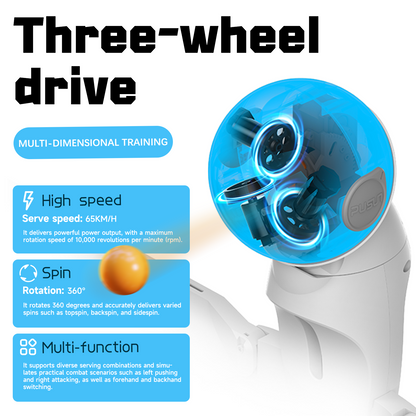 2025 New PUSUN DORA Trend 3-Wheel Drive Table Tennis Ball Launcher Machine with Precision Ball Control for Professional Coaching