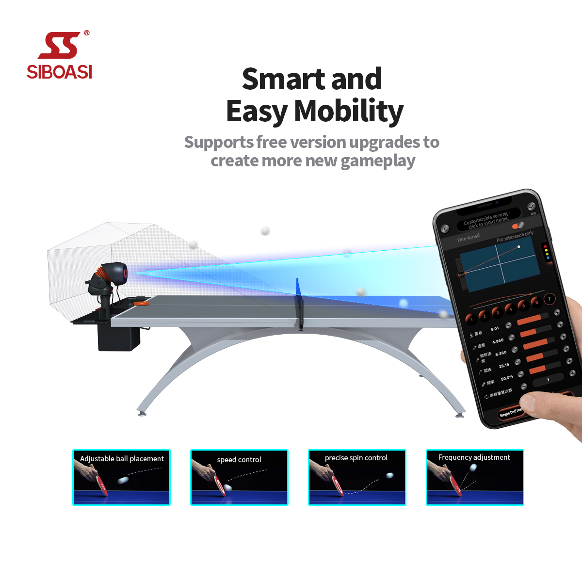 Siboasi P2300 Professional Table Tennis Robot Indoor Sports PingPong Ball Shooting Machine Factory Direct Sale